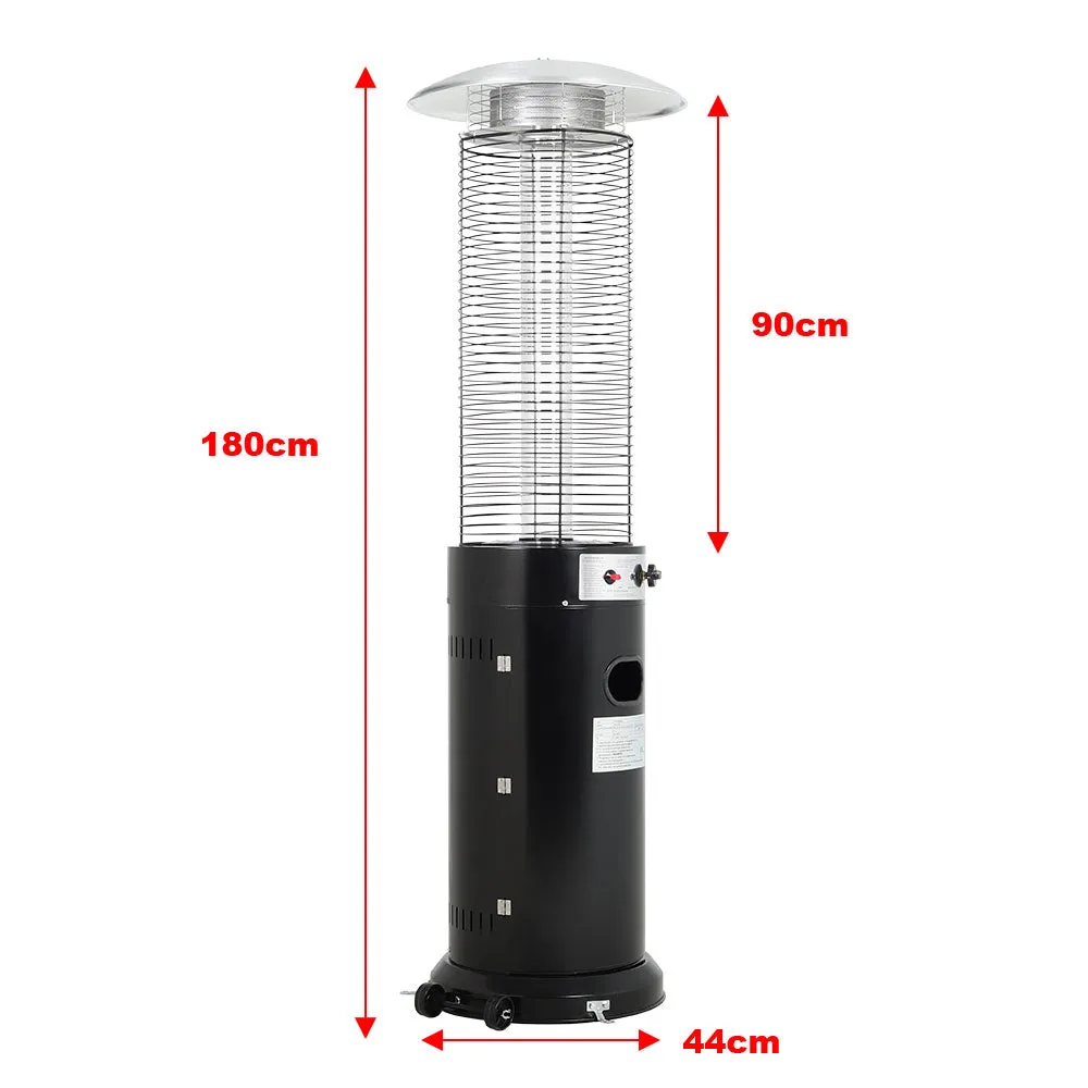 13KW Cylinder Gas Patio Heater Black Portable Wheelie Floor Heater