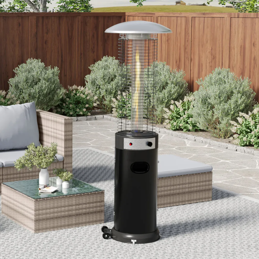 13KW Cylinder Gas Patio Heater Black Portable Wheelie Floor Heater