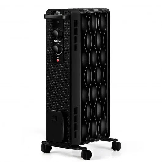 1500 W Oil-Filled Heater Portable Radiator Space Heater w/ Adjustable Thermostat