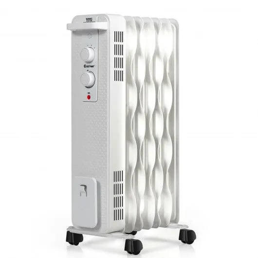 1500 W Oil-Filled Heater Portable Radiator Space Heater w/Adjustable Thermostat