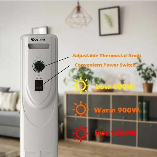 1500W 7-Fin Portable Electric Oil Filled Radiator Heater