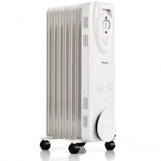 1500W Oil Filled Radiator Portable Heater with Adjustable Thermostat