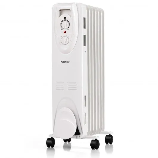 1500W Oil Filled Radiator Portable Heater with Adjustable Thermostat