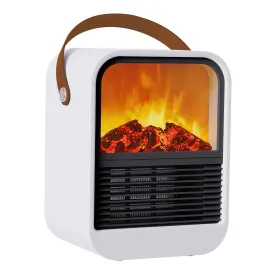 1500W Portable Electric Fireplace Heater 2 Gear Temperature PTC Ceramic Space Heater with Realistic Burning Flame Overheating Tip Over Protection 3S H