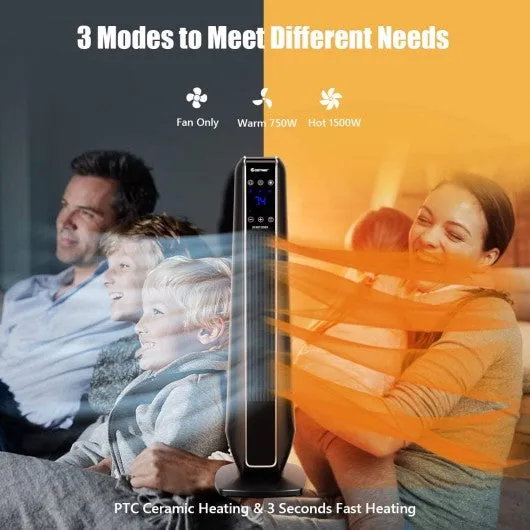 1500W Portable Oscillating Space Heater with Remote Control-Black