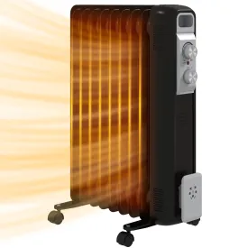 2000W 9 Fin Oil Filled Heater Radiator for Home, Black