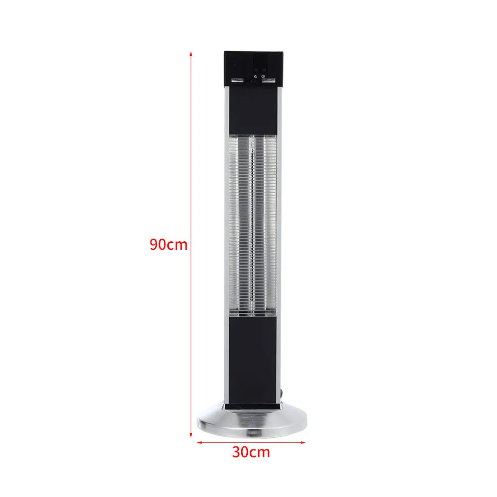 2KW Electric Heater Remote Controled Freestanding Patio Heater Silver