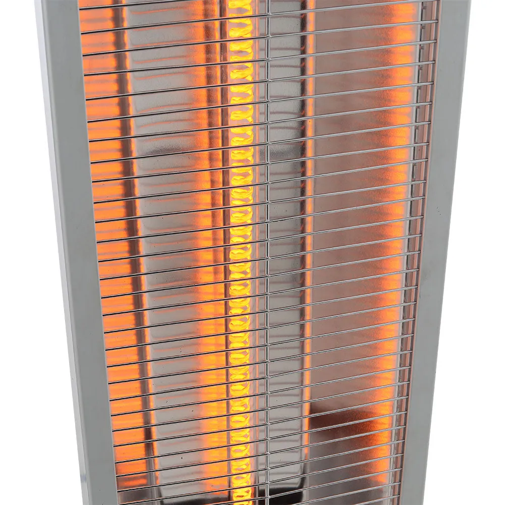 2KW Electric Heater Remote Controled Freestanding Patio Heater Silver