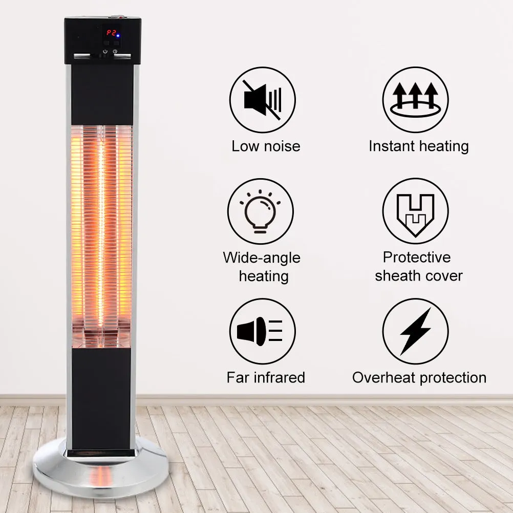 2KW Electric Heater Remote Controled Freestanding Patio Heater Silver