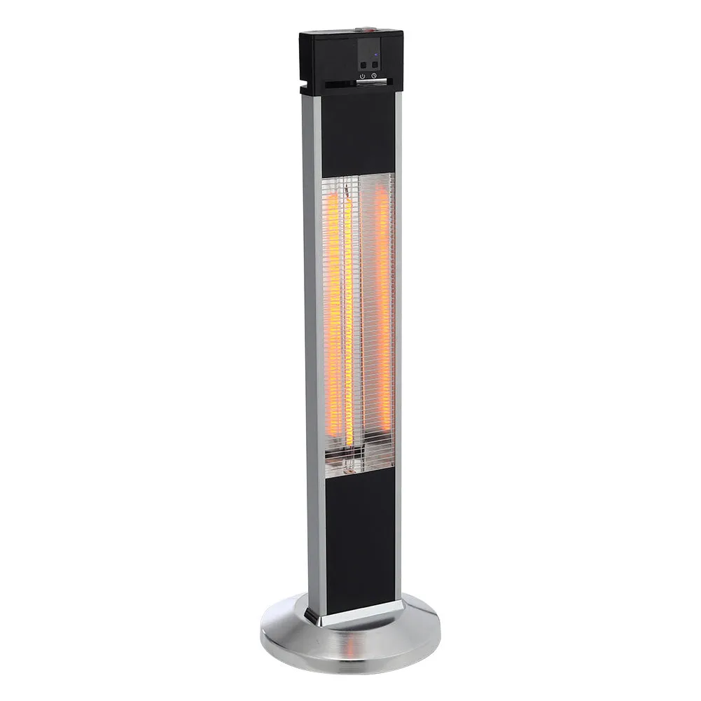 2KW Electric Heater Remote Controled Freestanding Patio Heater Silver