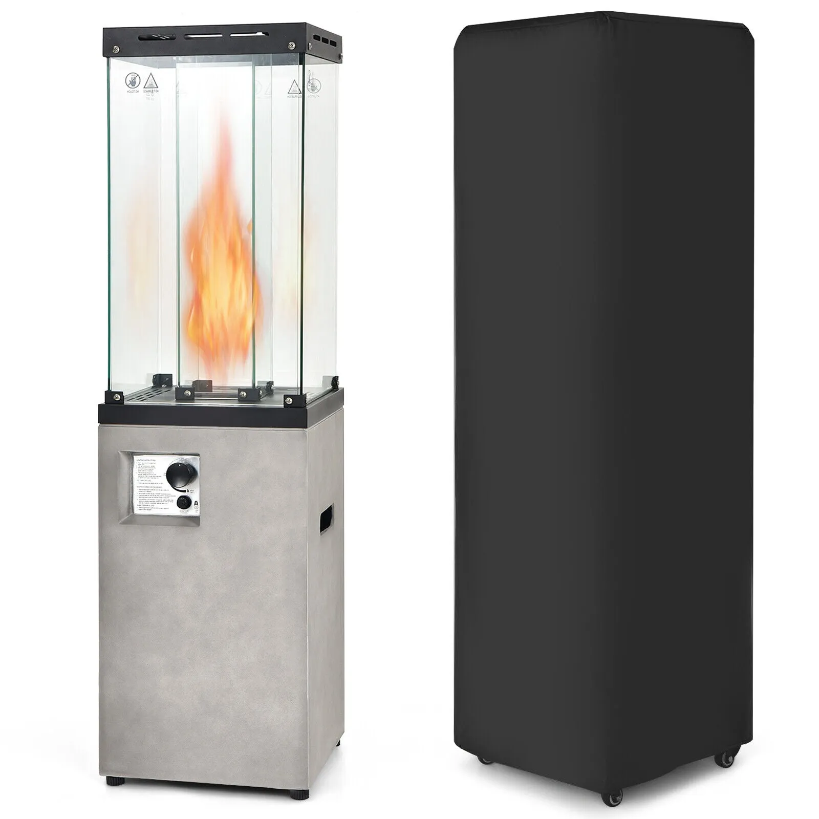 41,000 BTU Propane Patio Heater Outdoor Heater with Lockable Wheels-Grey