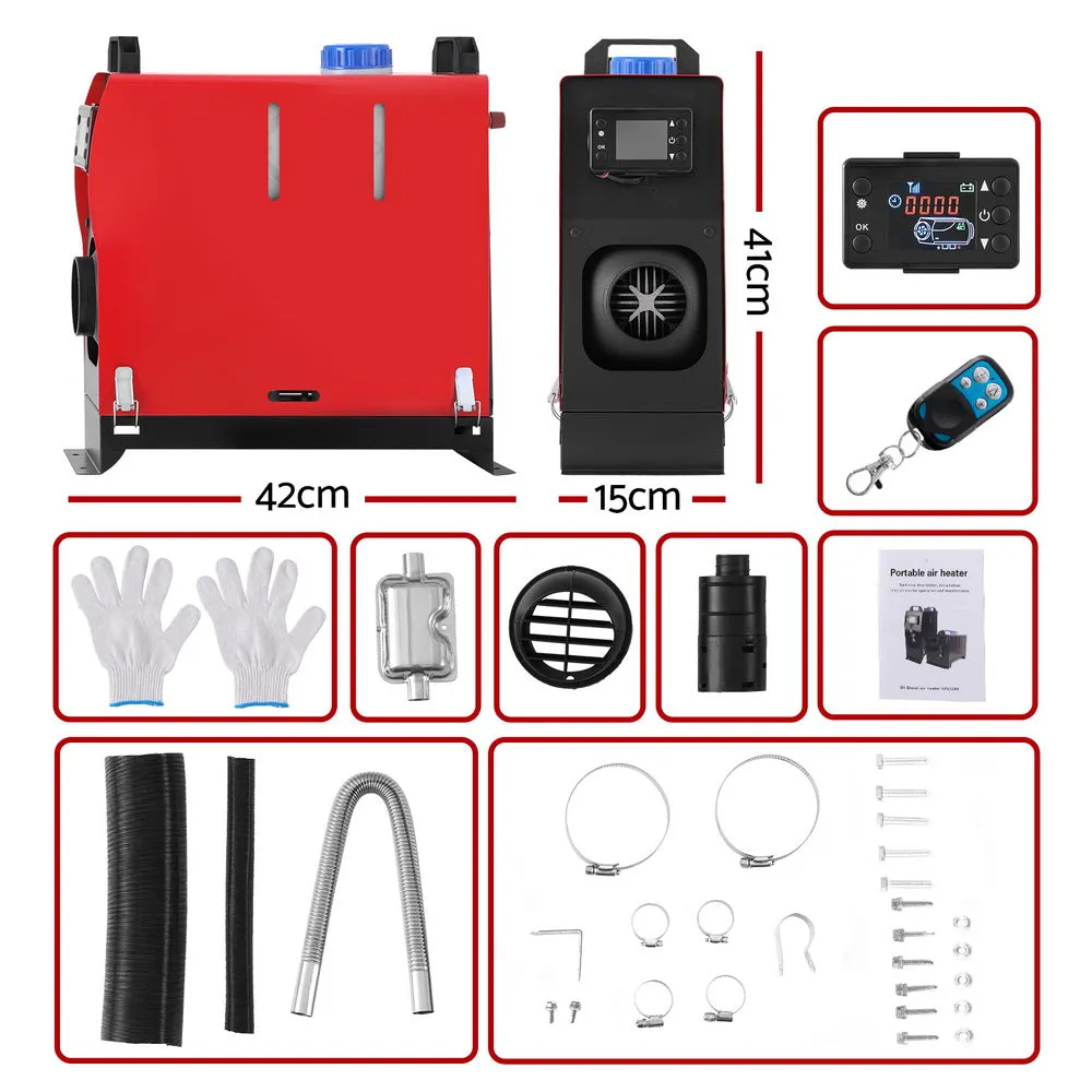 5KW Portable Diesel Air Heater, LCD, Remote, Quiet - Giantz