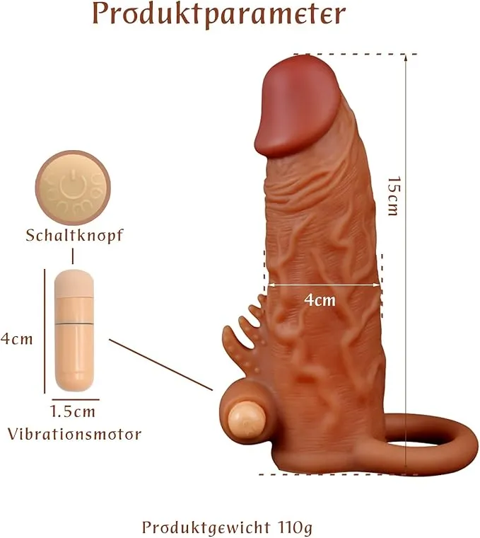 Big Girthy Life Size Cock Sleeve Sex Toys for Men - Vibrating Bullet Realistic Penis Condom