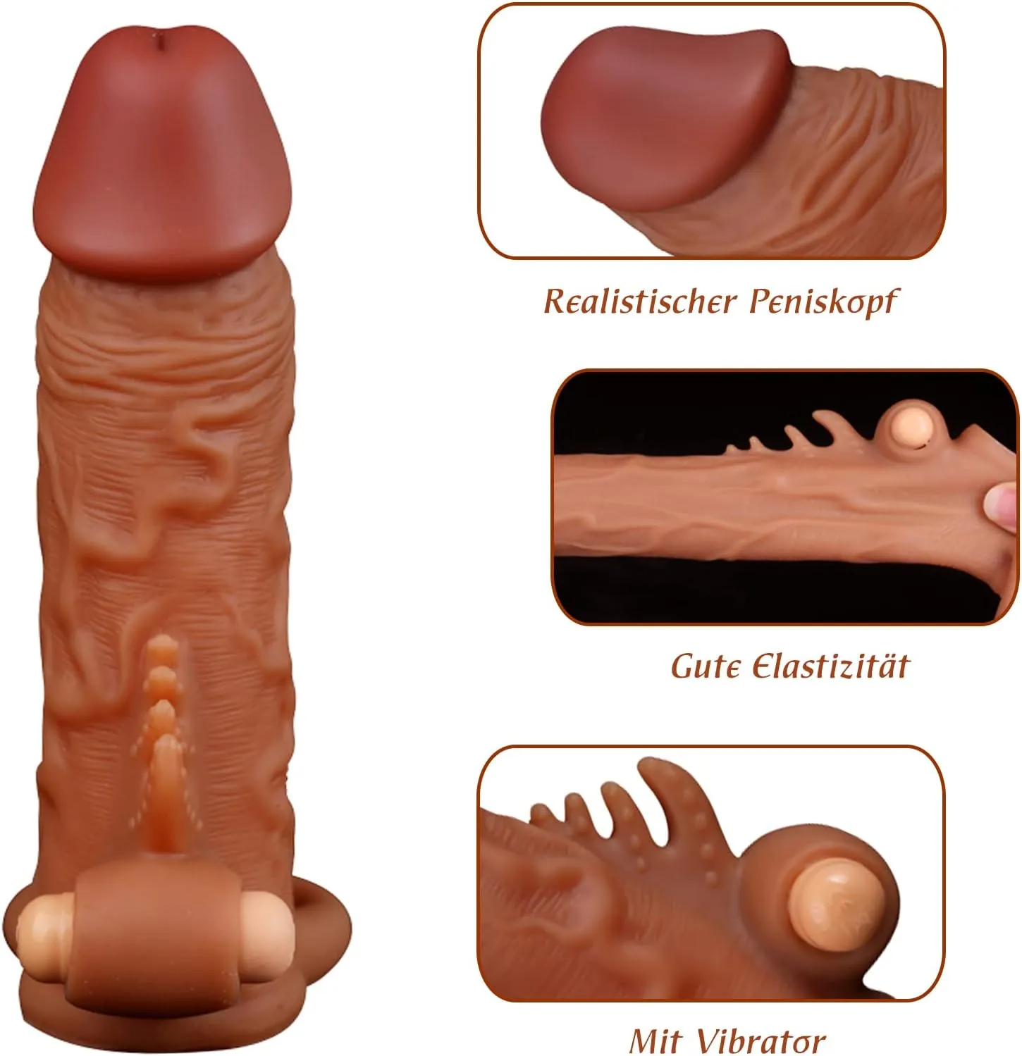 Big Girthy Life Size Cock Sleeve Sex Toys for Men - Vibrating Bullet Realistic Penis Condom