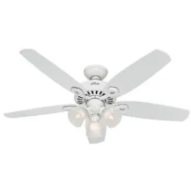 Builder Plus Ceiling Fan with Light, White With Marbled Glass, 5 Blades,  52-In.