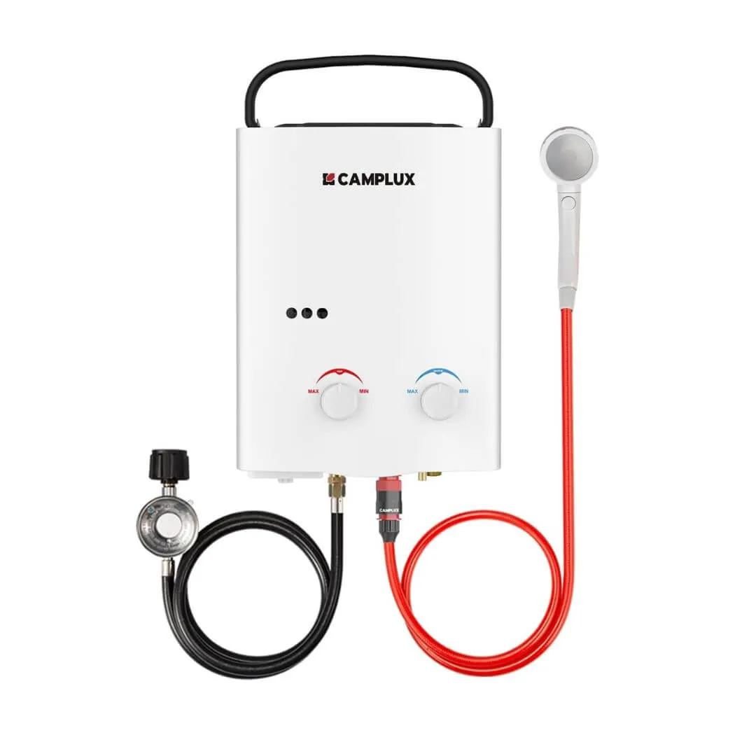 Camplux 5L 1.32 GPM Outdoor Portable Propane Tankless Water Heater - White