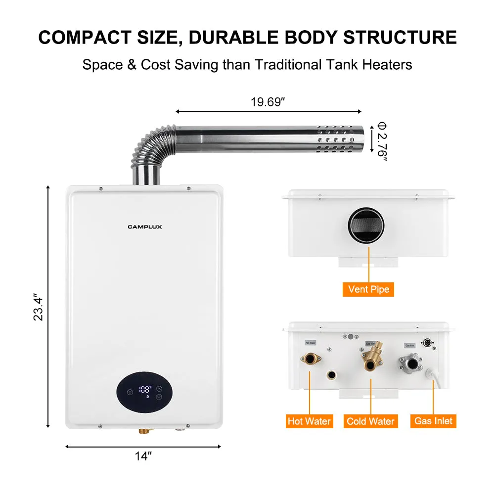 Camplux Tankless Nature Gas Water Heater - 5.28 GPM