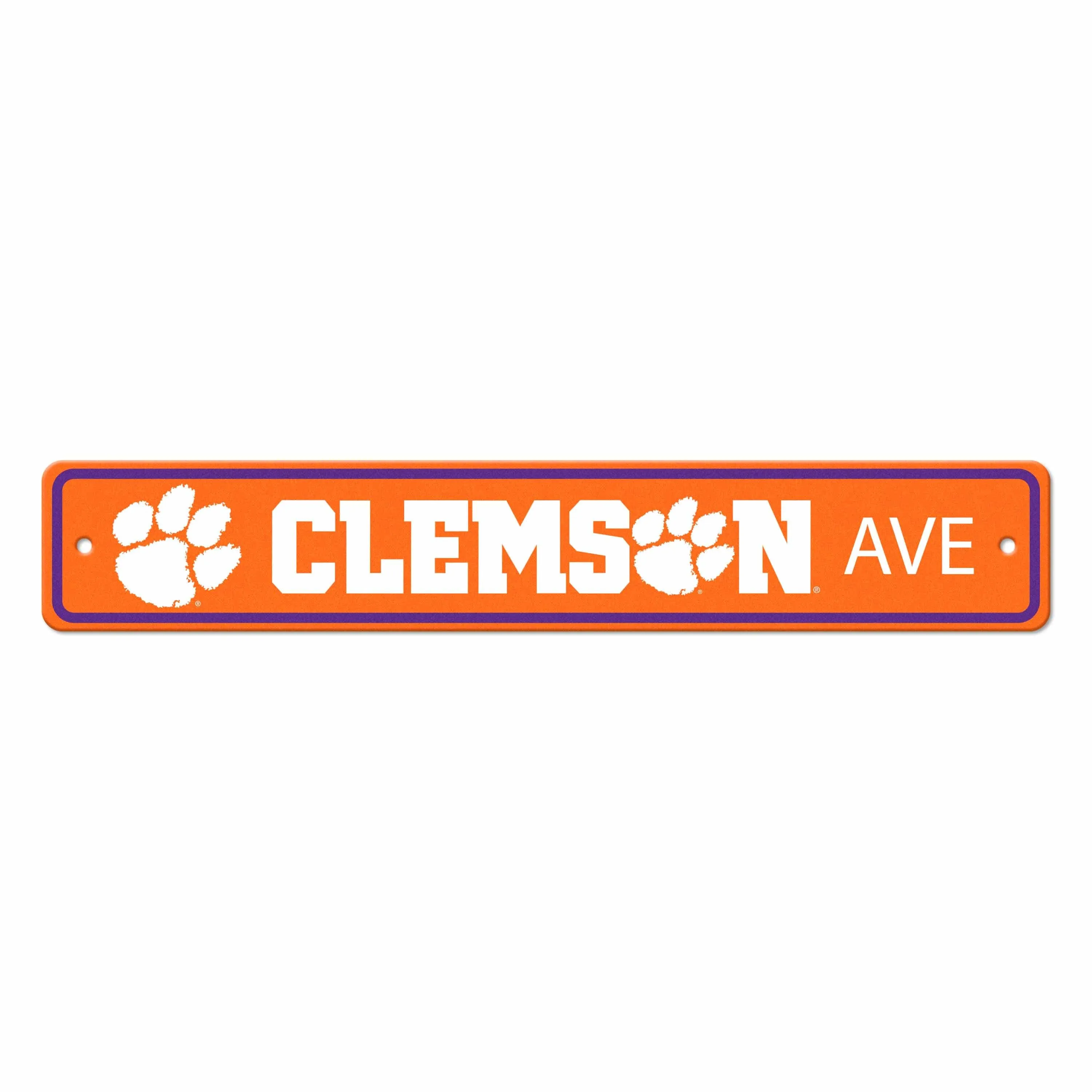 Clemson Tigers Team Color Street Sign Décor 4in. X 24in. Lightweight