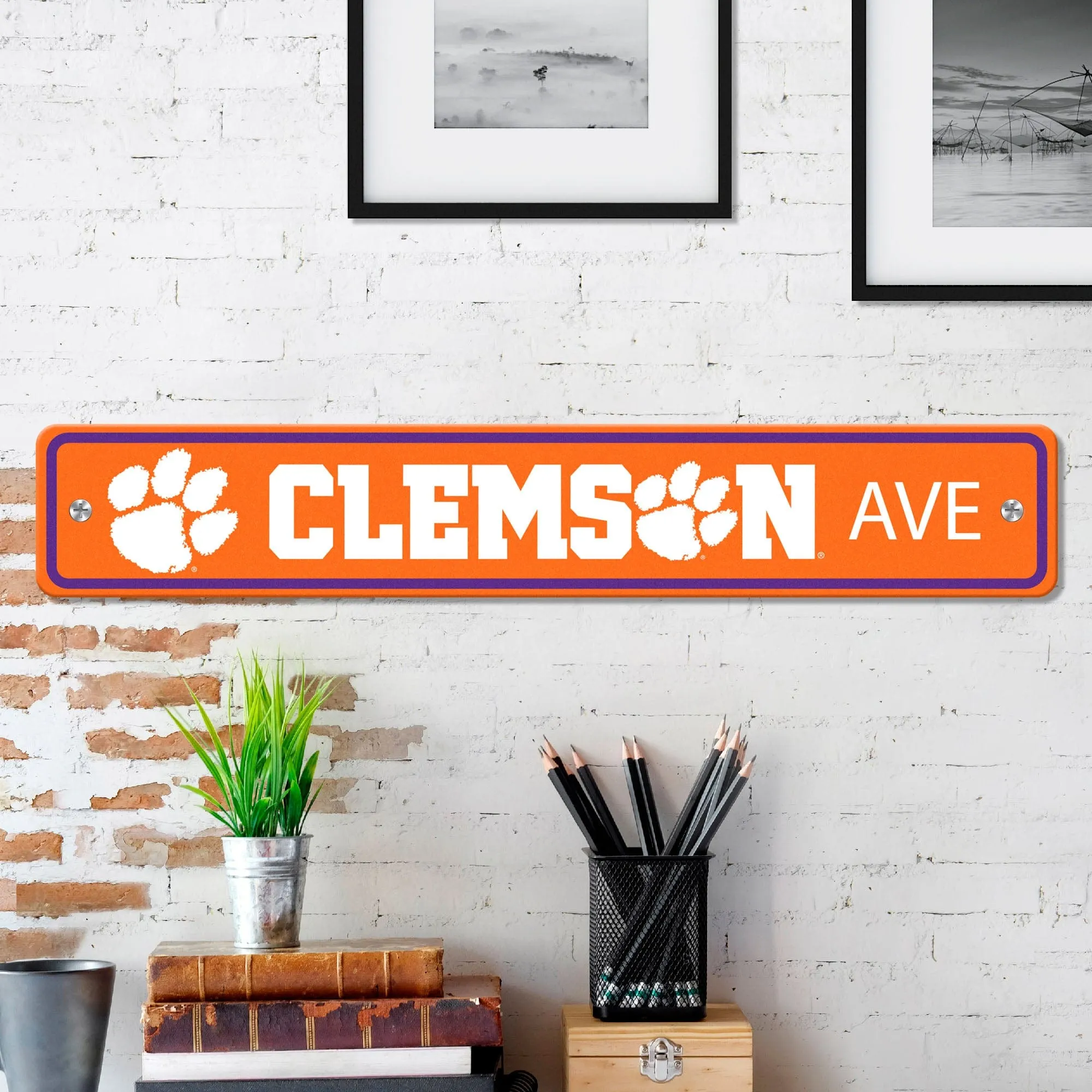 Clemson Tigers Team Color Street Sign Décor 4in. X 24in. Lightweight