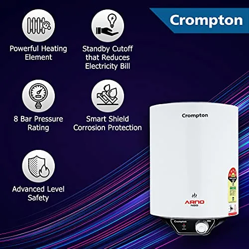 Crompton Arno Neo 15-L 5 Star Rated Storage Water Heater with Advanced 3 Level Safety (White)