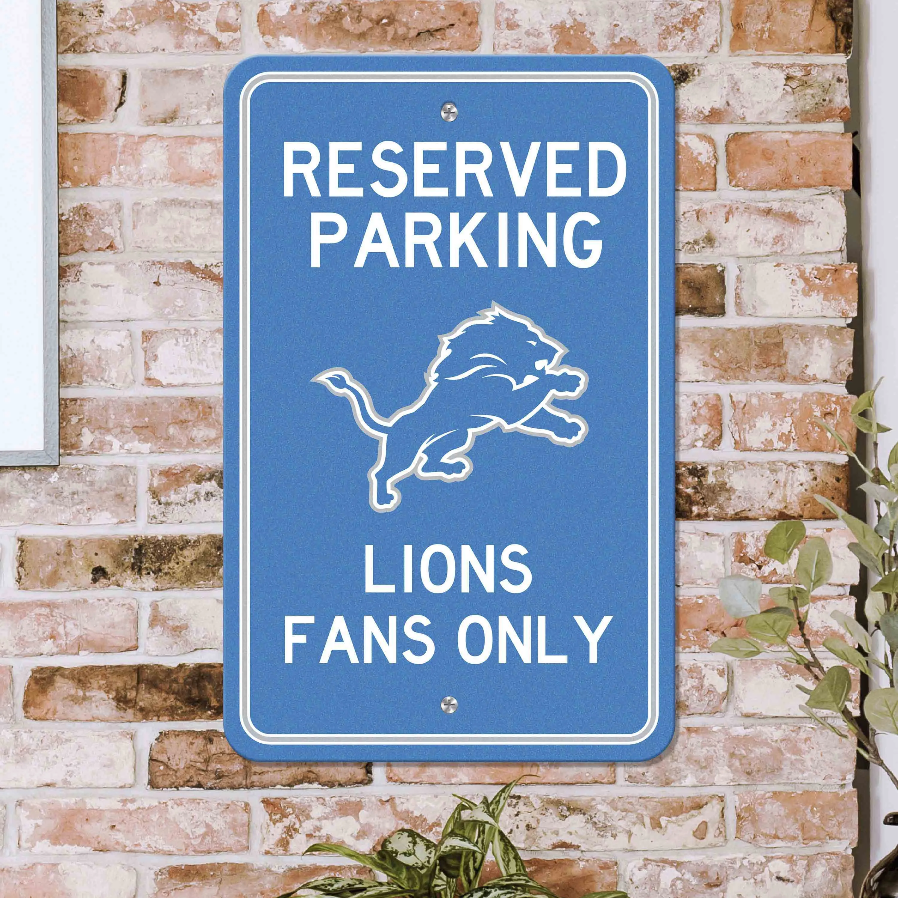 Detroit Lions Team Color Reserved Parking Sign Décor 18in. X 11.5in. Lightweight