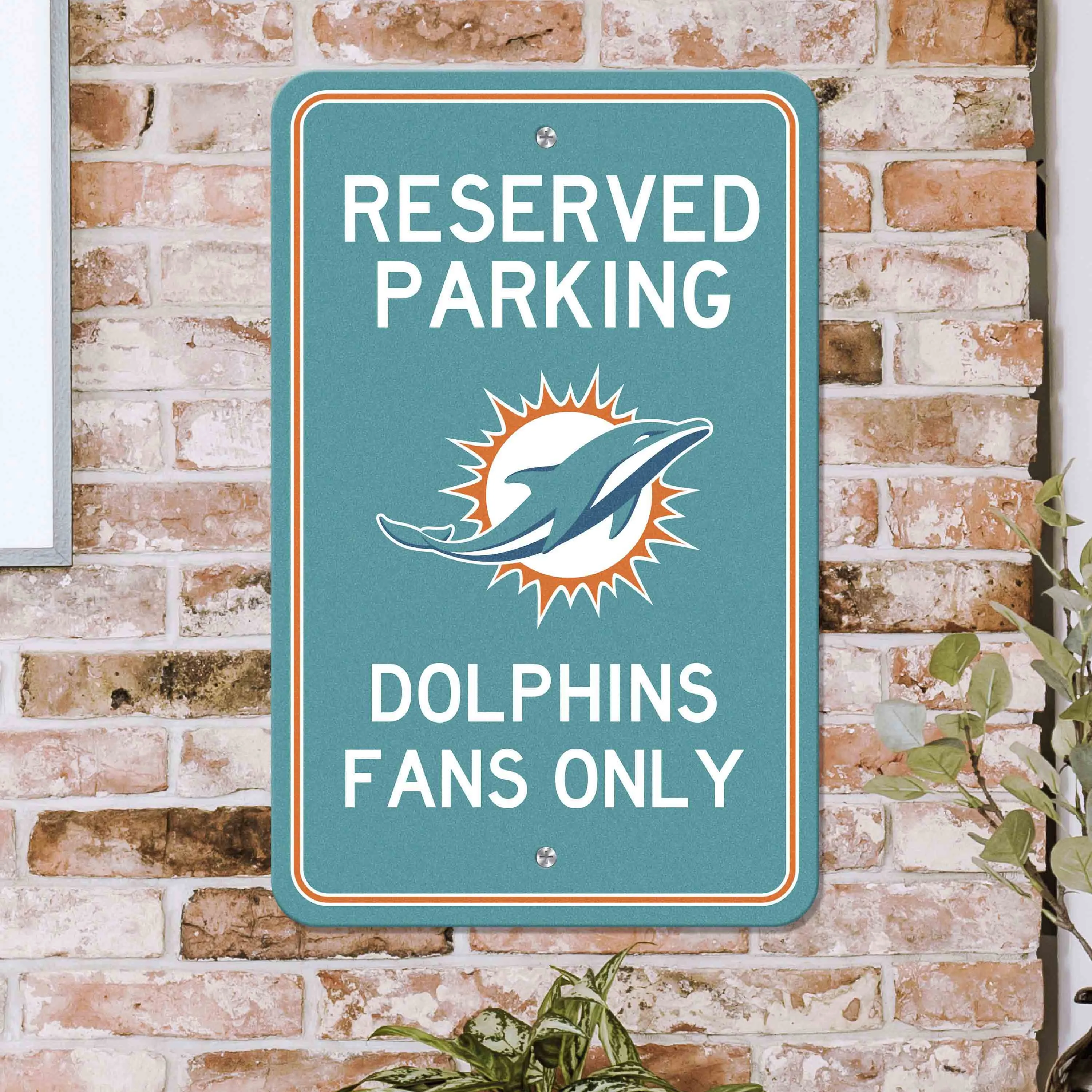 Fanmats Miami Dolphins Team Color Reserved Parking Sign Décor 18" X 11.5" Lightweight