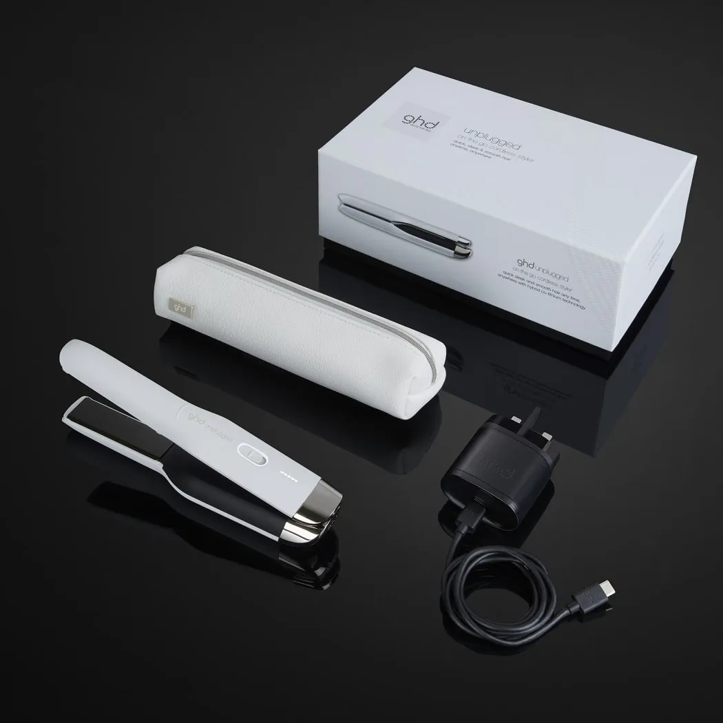 ghd unplugged straightener in matte white