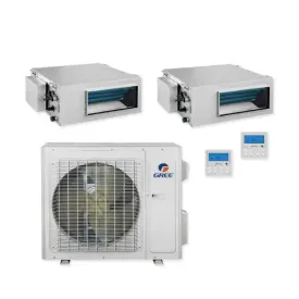 GREE Multi Gen2 Series 24,000 BTU 2-Zone Concealed Duct 18K 12K Ductless Mini-Split System