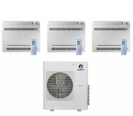 GREE Multi Gen2 Series 42,000 BTU 3-Zone Mini Floor Console 12K 12K 18K Ductless Mini-Split System