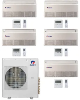 GREE Multi Gen2 Series 42,000 BTU 5-Zone Universal Floor/Ceiling 9K 9K 9K 18K 18K Ductless Mini-Split System