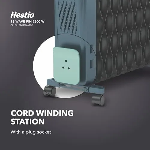 Havells Hestio 13 Wave Fin OFR 2900 Watt with 3 Heat Setting "1000W/1500W/2500W" & PTC Heater 400W (Blue & Black)