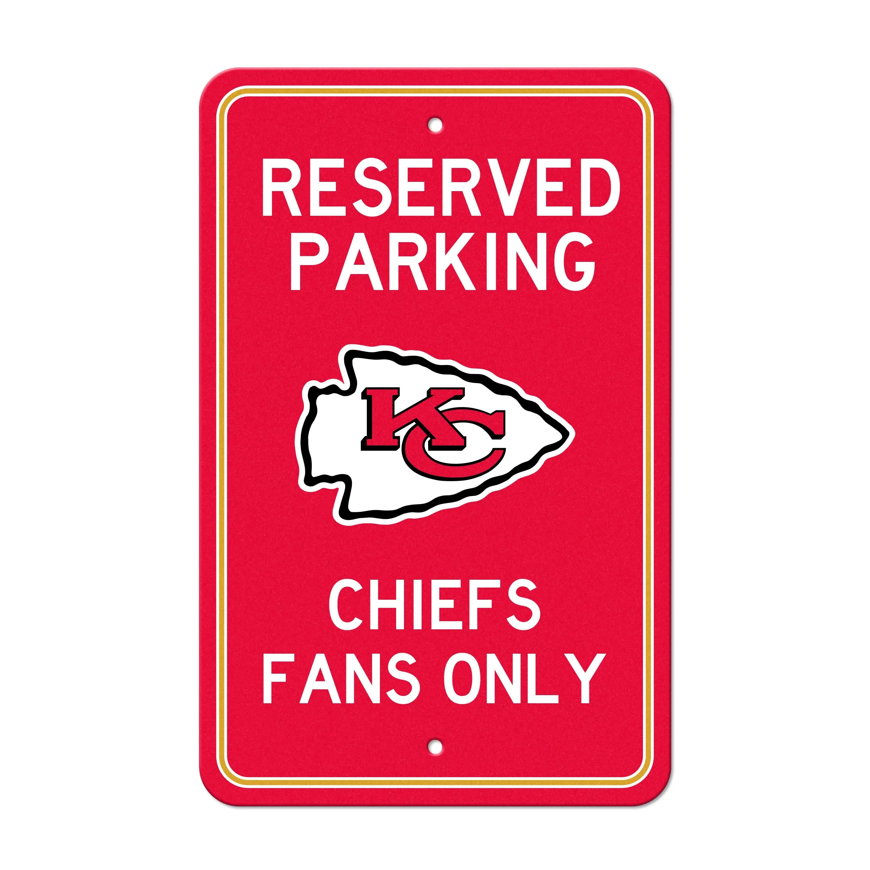 Kansas City Chiefs Team Color Reserved Parking Sign Décor 18in. X 11.5in. Lightweight