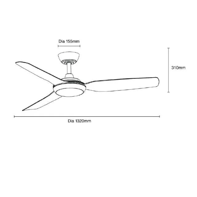 Martec Viper DC 3 1320mm Ceiling Fan with LED Light Matt White