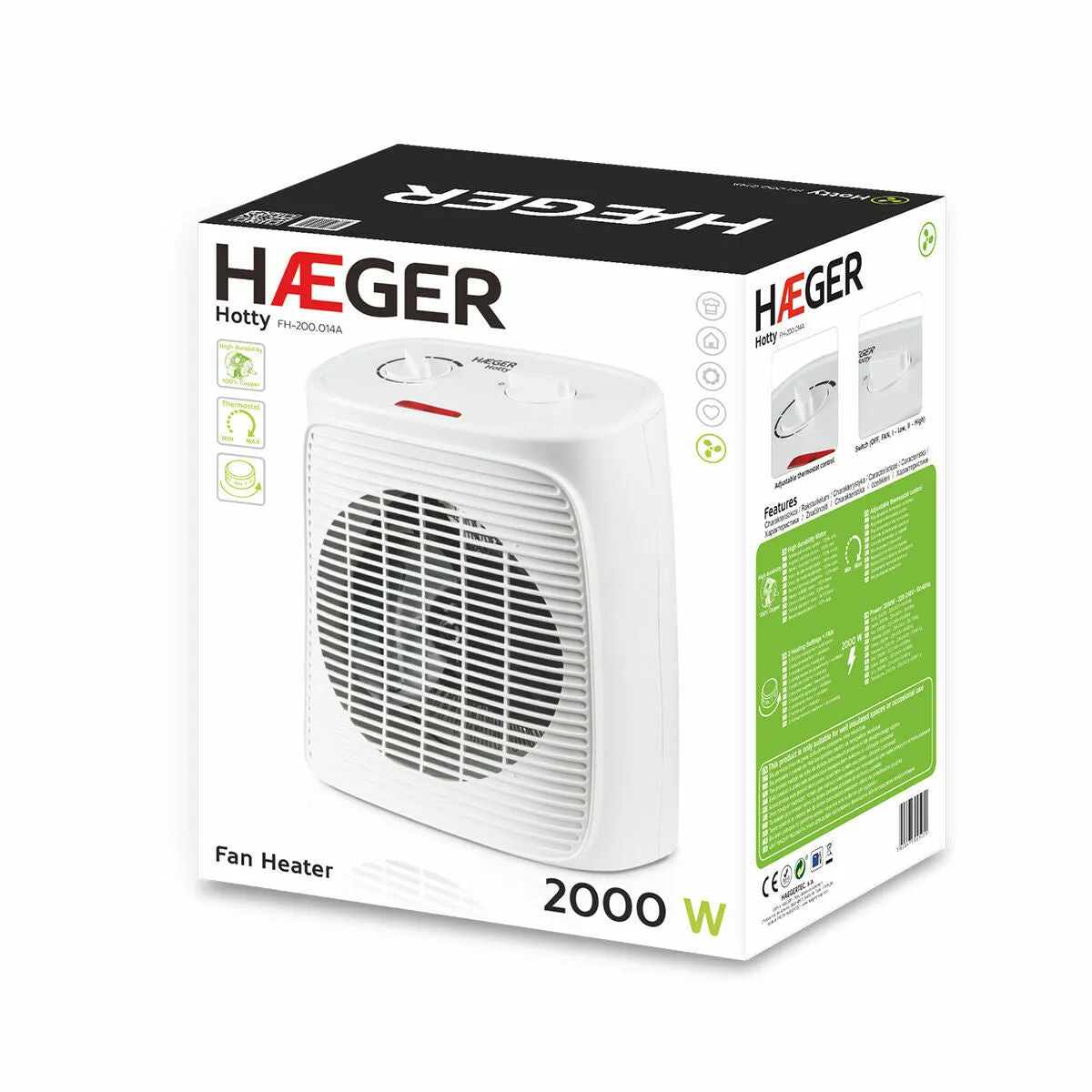 Portable Fan Heater Haeger FH-200.014A 2000 W White