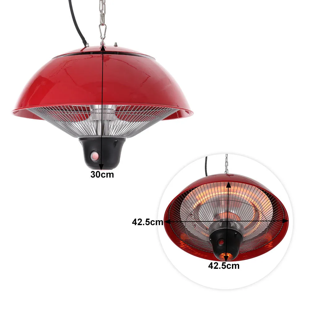 Red/White Outdoor Garden Hanging Patio Heater with 3 Heat Settings