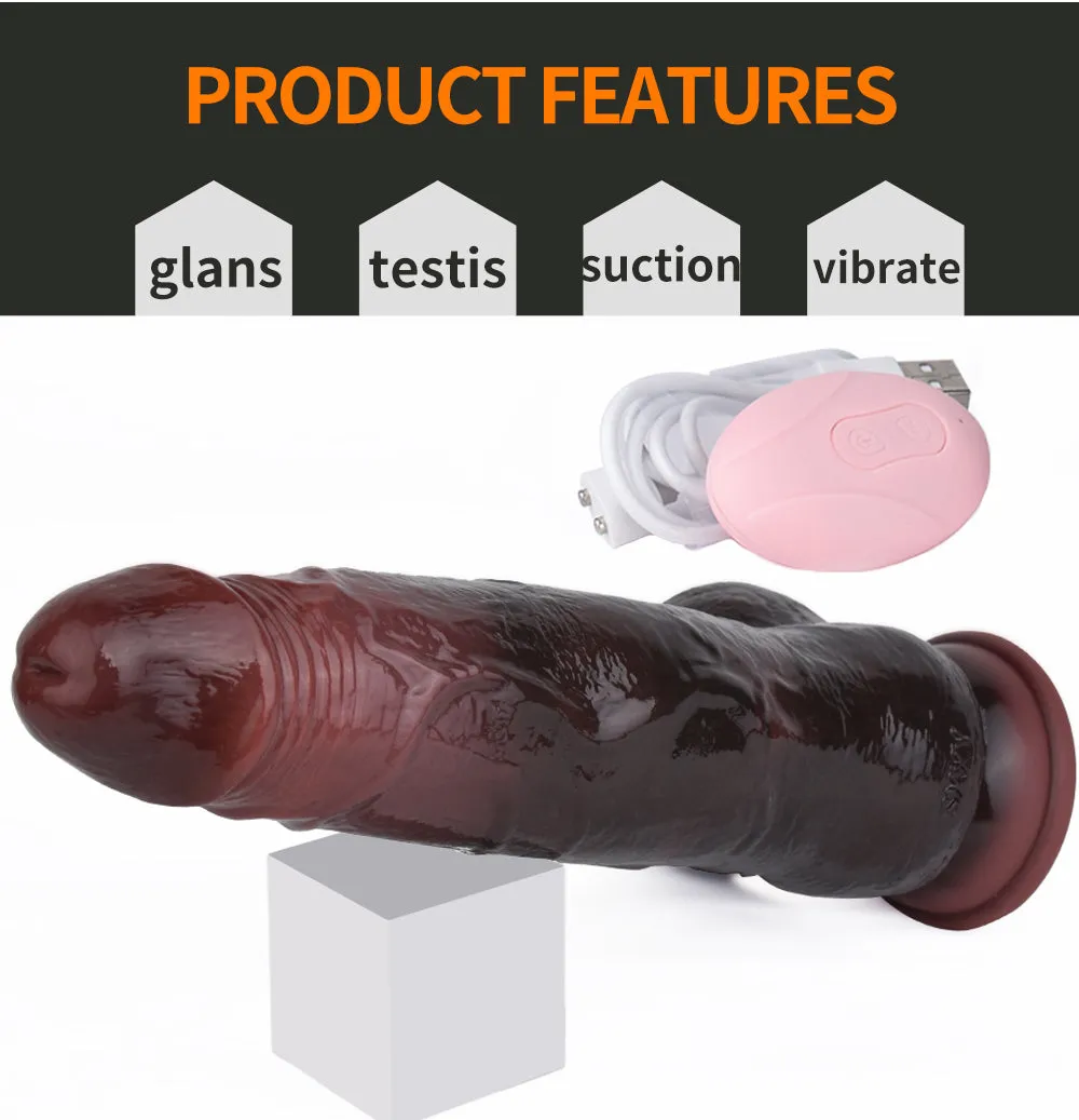 Remote Control Black Dildo Prostate Massager - Lifelike Thrusting Anal Sex Toys for Women