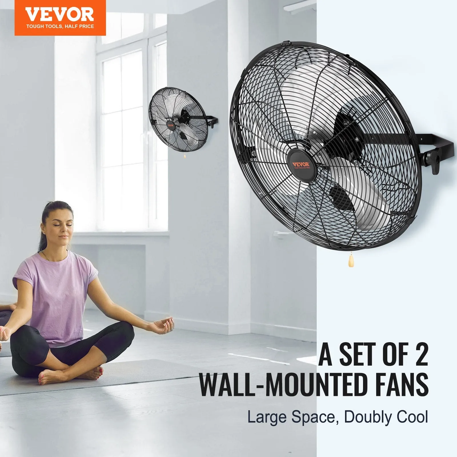 Vevor Industrial Wall Mount Fans 18" 3-Speed High Velocity 4000 CFM 2-Pack New