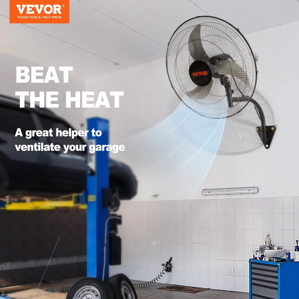 VEVOR Wall Mount Fan 20 in. 3-speed High Velocity Max. 4650 CFM Oscillating Industrial Wall Fan for Warehouse