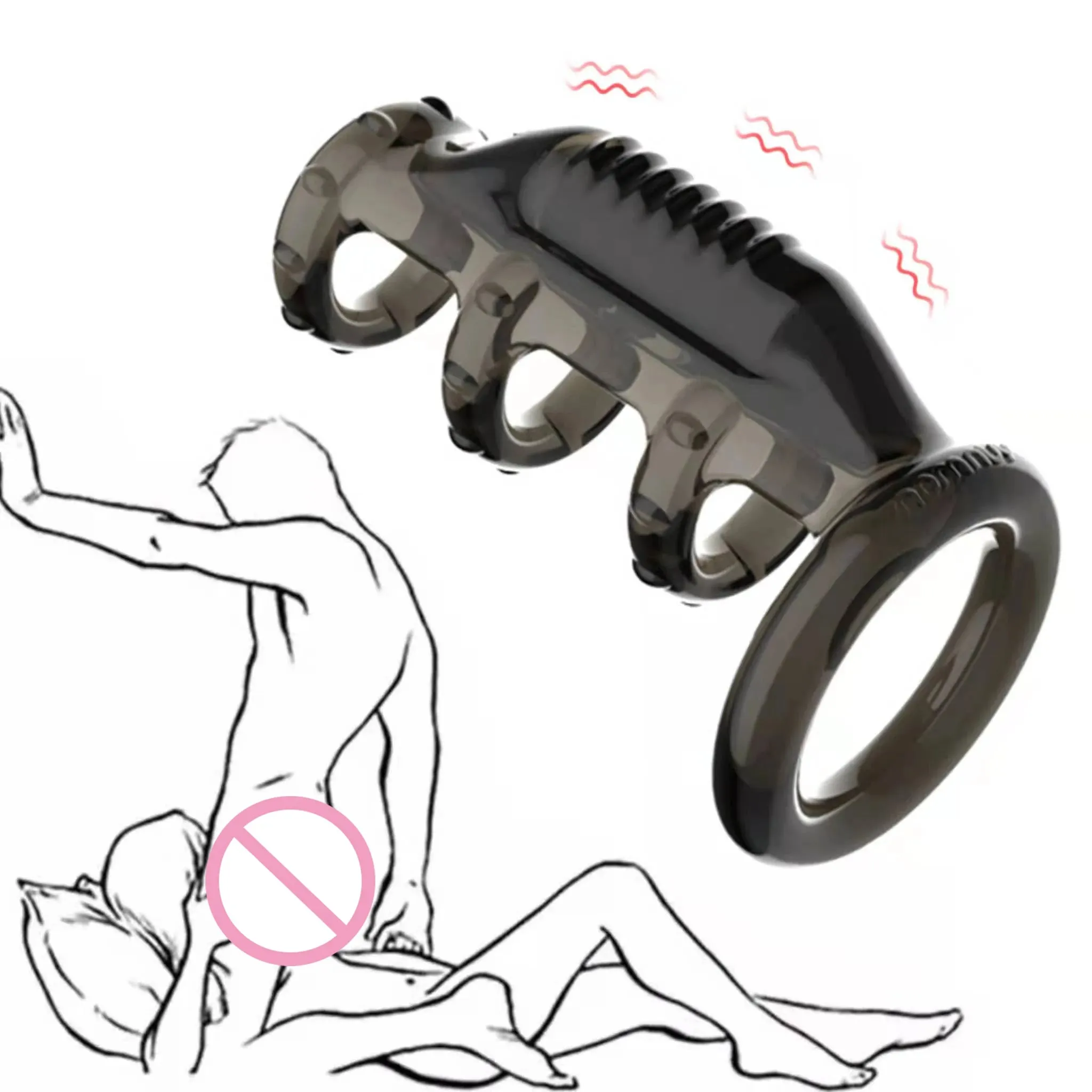 Vibrating Cock Ring Male Sex Toy - Four Penis Ring Bullet Vibrator Delayed Ejaculation